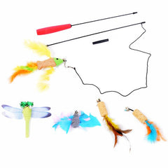 Replacement Scalp Feather Cats Kitten Pet Playing Toy Stick Interactive Cat