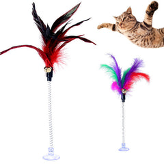 Cat Toys Metal Wire Spring Feather Color Cat Toy With Bell Pet toy