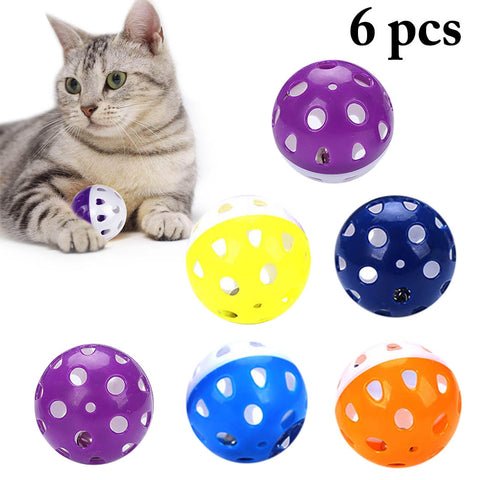 Toys for Cats Ball with Bell Ring Playing Chew Rattle Scratch Plastic Ball