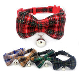 Cat England Syle Bowtie Collar Cats Bow Tie with Bell Lattice Type Necktie for Small Cat Puppy