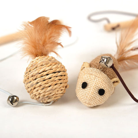 Eco-Friendly Pet Toy Cat Feather Teaser Stick Toy