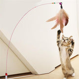 Cat Teaser Retractable Cat Stick Replaceable Feather Head Wand Toys for Cat